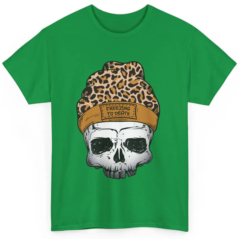 Leopard Skull Freezing To Death Snowflakes Christmas Winter Classic Unisex T-Shirt