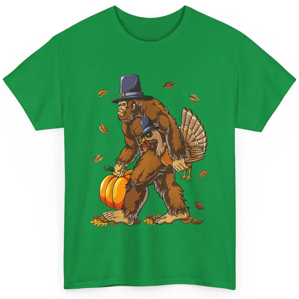 Bigfoot Pilgrim Hat Turkey Thanksgiving Funny Turkey Autumn Classic Unisex T-Shirt