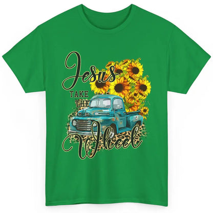 Sunflower Jesus Take The Wheel Christian Leopard God Bible Classic Unisex T-Shirt