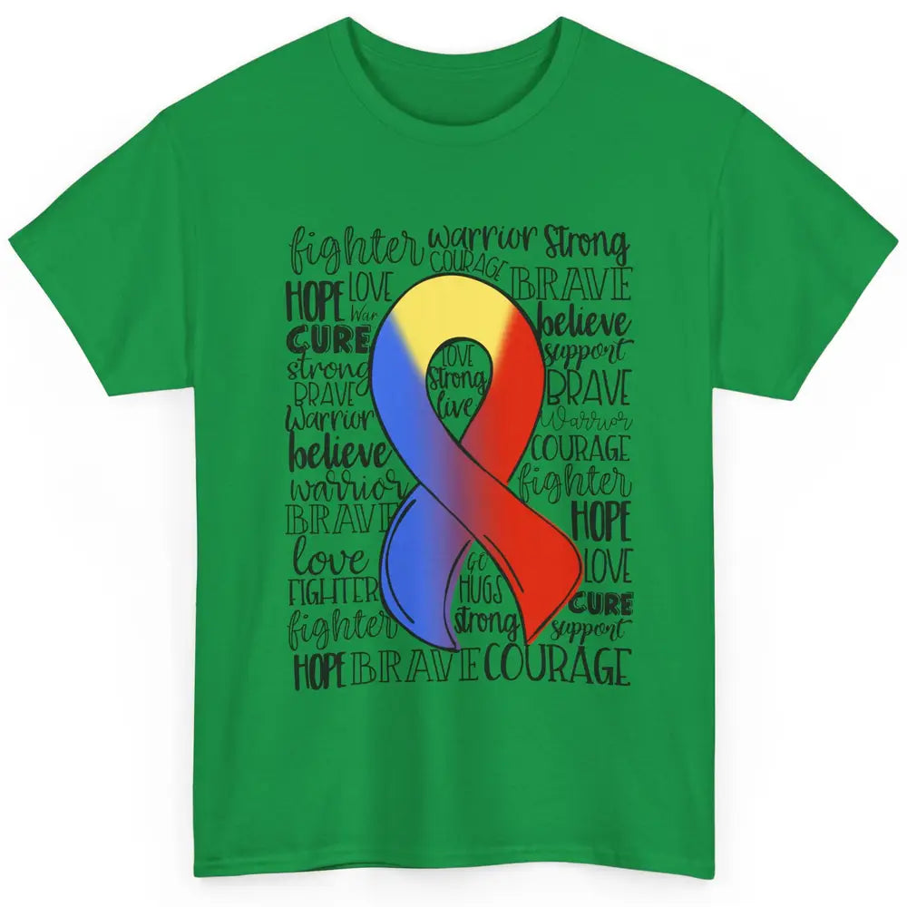 Thoracic Outlet Syndrome Awareness Blue Red Ribbon Hope Love Classic Unisex T-Shirt