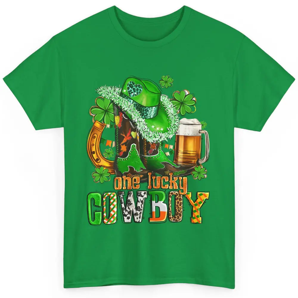 Western Lucky Cowboy Boots Clover Leopard St Patricks Day Classic Unisex T-Shirt