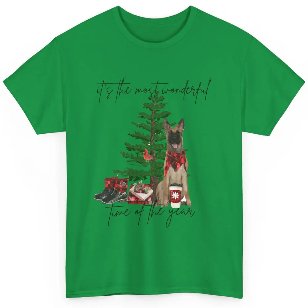 Belgian Malinois Christmas Tree Most Wonderful Time Of Year Classic Unisex T-Shirt