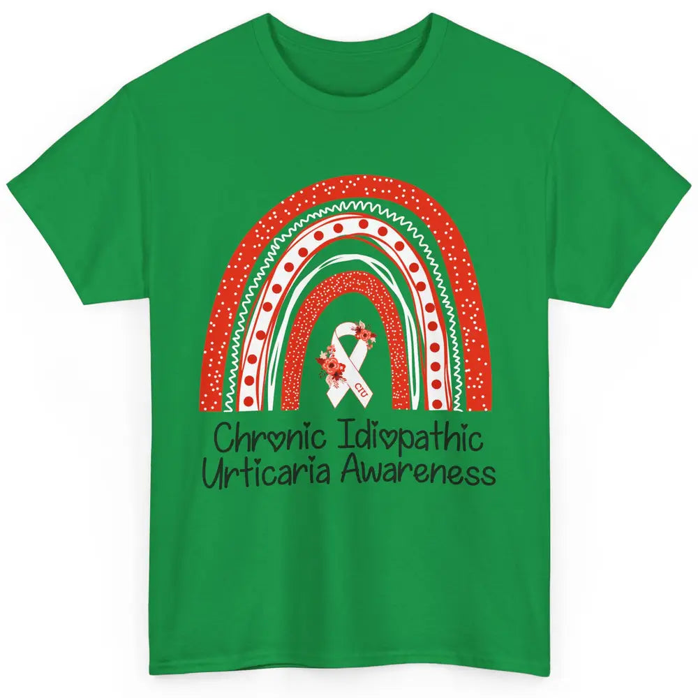 Chronic Idiopathic Urticaria CIU Red White Ribbon Rainbow Classic Unisex T-Shirt