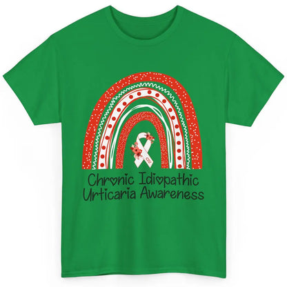 Chronic Idiopathic Urticaria CIU Red White Ribbon Rainbow Classic Unisex T-Shirt