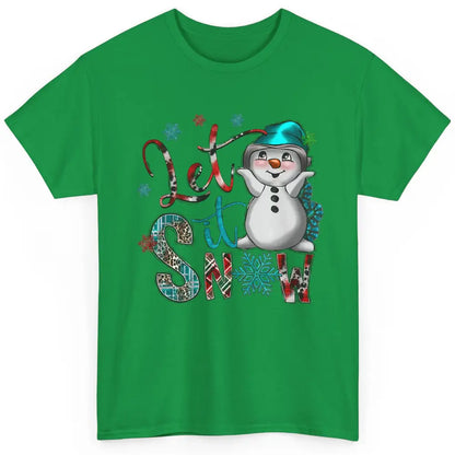 Leopard Snow Man Let It Snow Snowflakes Western Christmas Classic Unisex T-Shirt