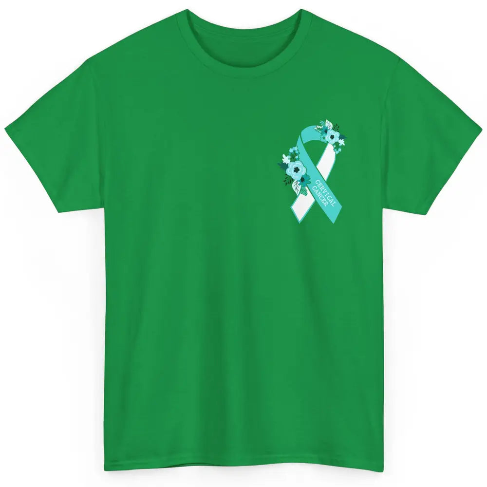 Cervical Cancer Awareness Support Turquoise Ribbon Pocket Sz Classic Unisex T-Shirt