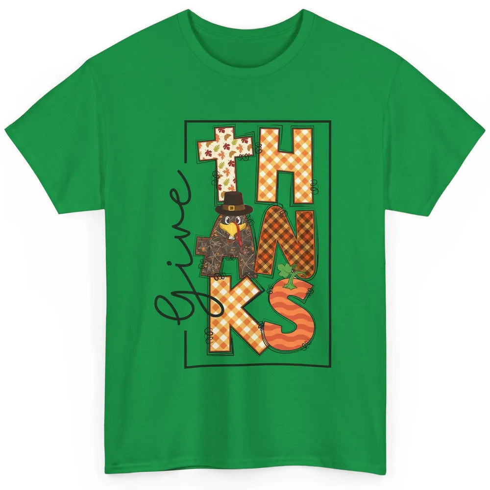 Give Thanks Happy Fall Pumpkin Turkey Dinner Thanksgiving Classic Unisex T-Shirt