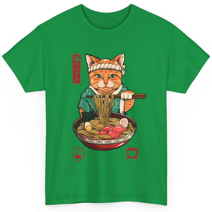 Funny Cat Ramen Bowl Noodles Soup Japanese Kawaii Ramen Cat Classic Unisex T-Shirt