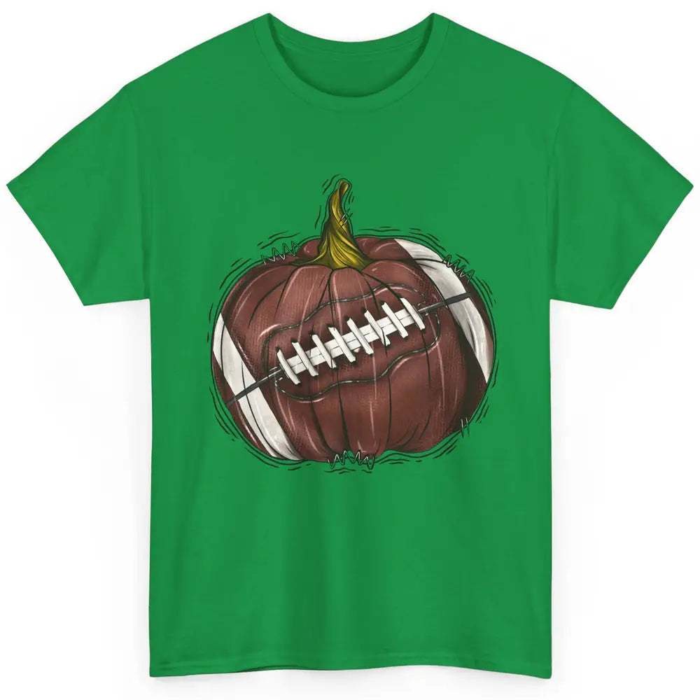 Football Pumpkin Tis The Season Fall Leaves Autumn Halloween Classic Unisex T-Shirt