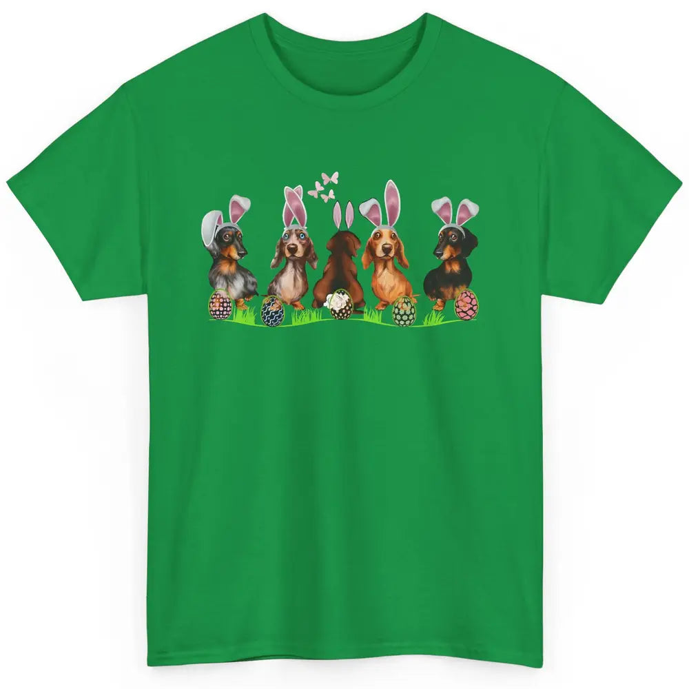 Easter Dachshund With Bunny Ears Cute Dachshund Easter Eggs Classic Unisex T-Shirt