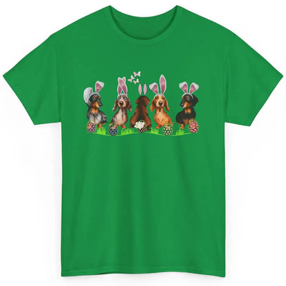 Easter Dachshund With Bunny Ears Cute Dachshund Easter Eggs Classic Unisex T-Shirt