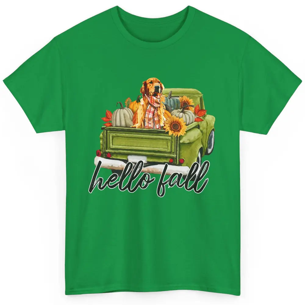 English Golden Retriever Pumpkin Truck Hello Fall Dog Mom Classic Unisex T-Shirt