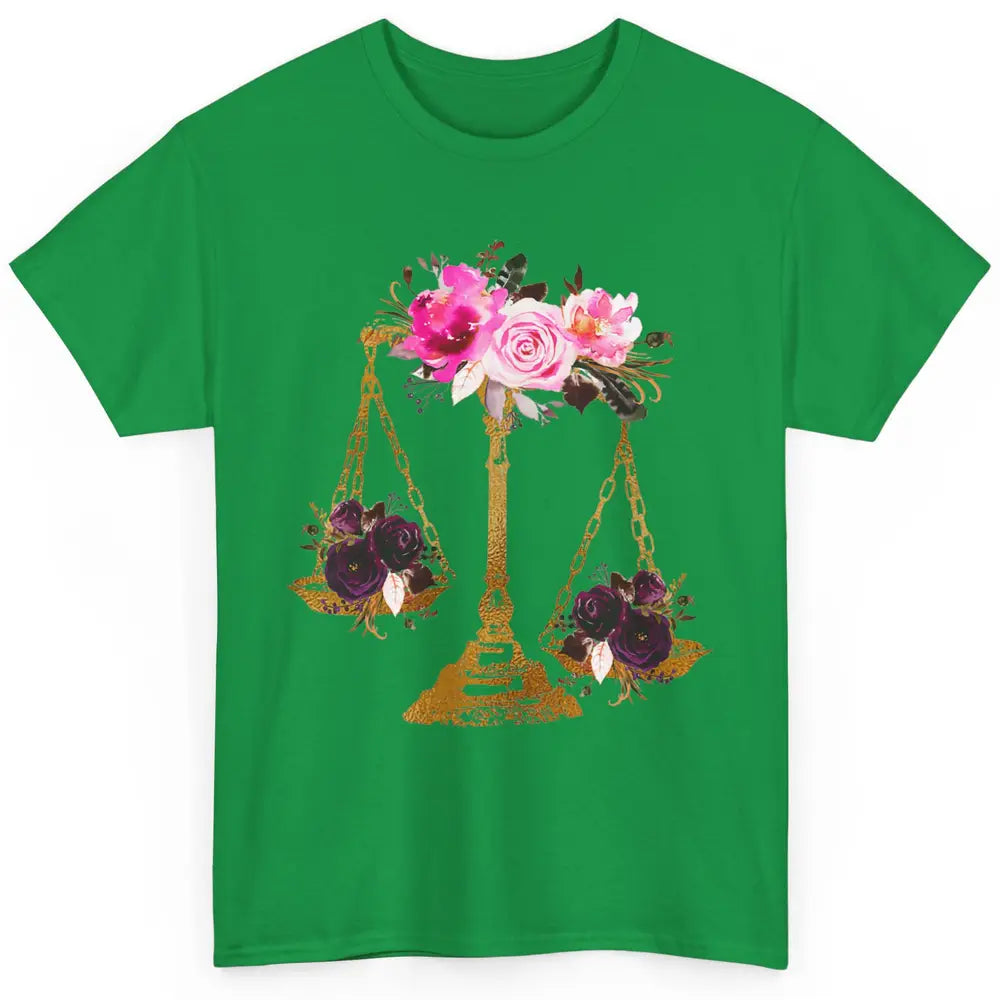 Wildflowers Lawyer Office Scales Roses Justice Law School Classic Unisex T-Shirt