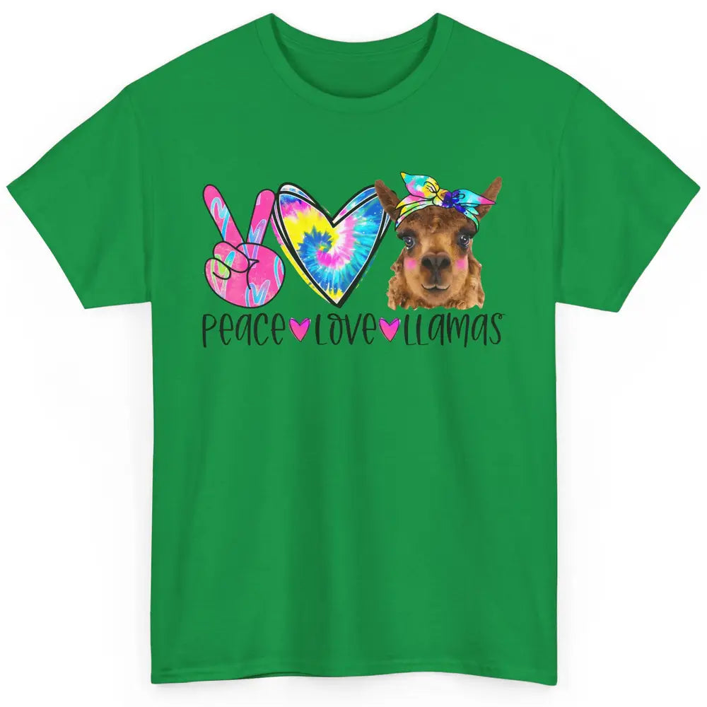 Vintage Llama Tie Dye Peace Love Llama Sarcastic Llama Lover Classic Unisex T-Shirt