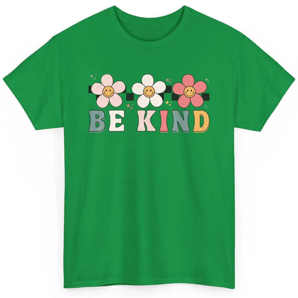 Be Kind Smiling Face Daisy Boho Mental Health Matter Retro Classic Unisex T-Shirt