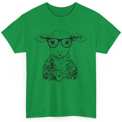 Cute Sheep Glasses Nerdy Farm Animal Hipster Sheep Lovers Classic Unisex T-Shirt