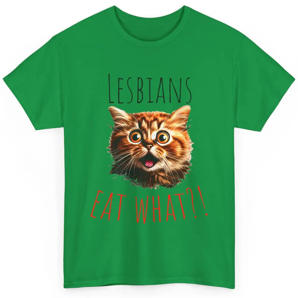 Funny Black Cat Lesbians Eat What LGBTQ Sarcastic Cat Mom Classic Unisex T-Shirt