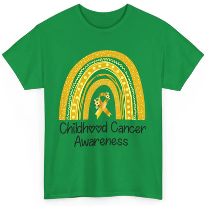 Childhood Cancer Awareness Support Rainbow Gold Ribbon Gift Classic Unisex T-Shirt