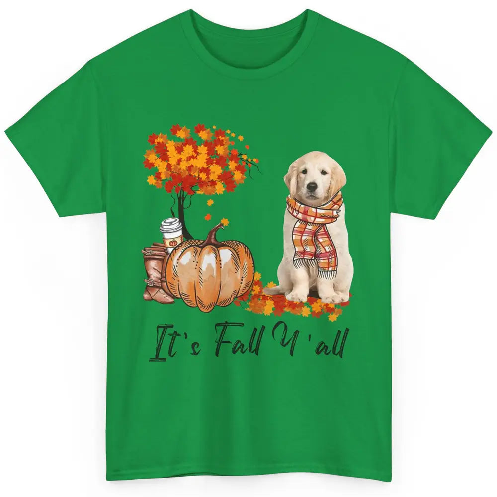 Golden Retriever Pumpkin Happy Fall Yall Autumn Thanksgiving Classic Unisex T-Shirt