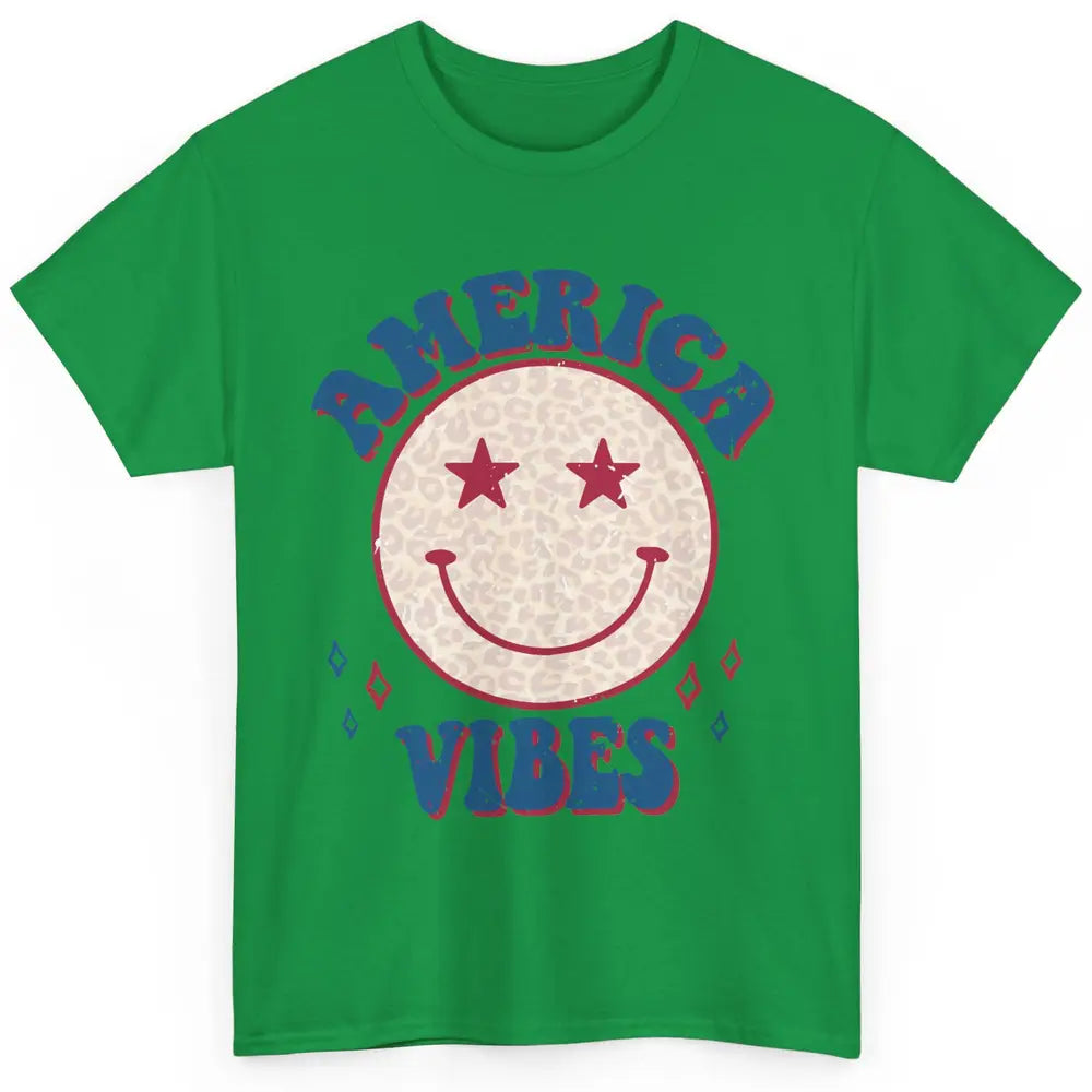 America Vibes Smile Patriotic 4th Of July Happy Face Summer Classic Unisex T-Shirt