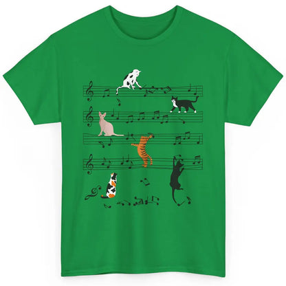 Funny Black Cats Music Sheet Kittens Playing Musical Notes Classic Unisex T-Shirt