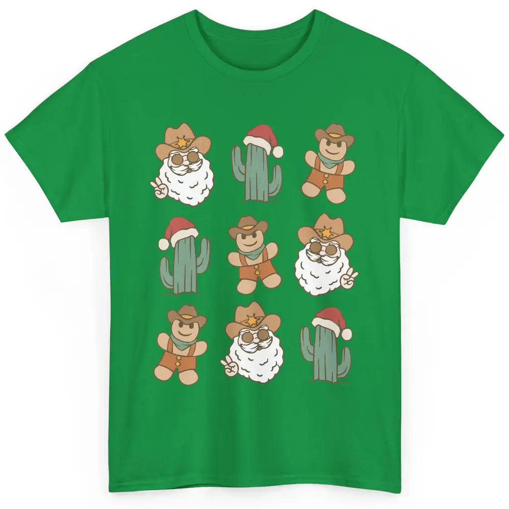 Cowboy Santa Gingerbread Desert Cactus Western Country Xmas Classic Unisex T-Shirt