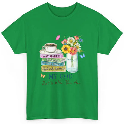 Floral Butterfly Coffee Cup Way Maker God Jesus Christian Classic Unisex T-Shirt