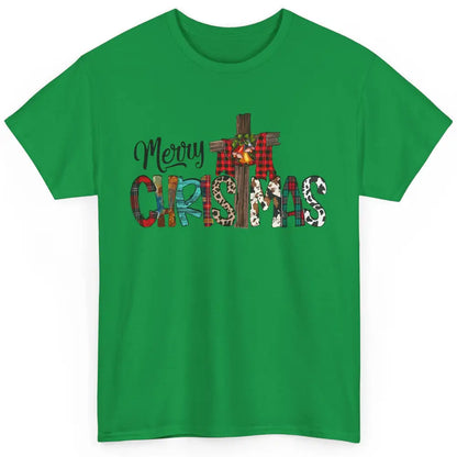 Leopard Jesus Cross Merry Christmas Christian Western Xmas Classic Unisex T-Shirt