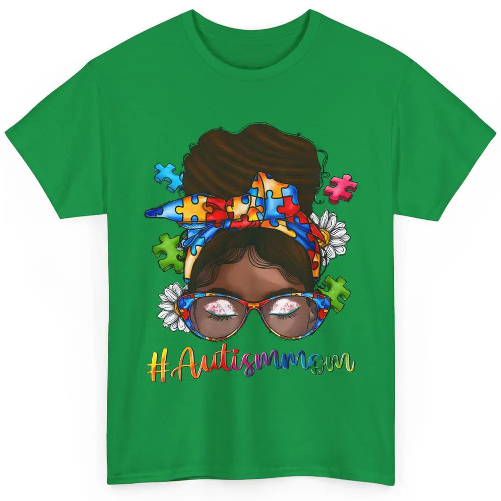 Autism Afro Mom Curly Hair American African Autism Awareness Classic Unisex T-Shirt