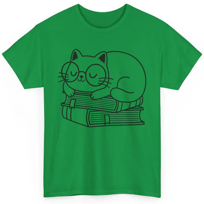 Cute Cat And Books Cute Reading Cat Lover Gift Librarian Classic Unisex T-Shirt