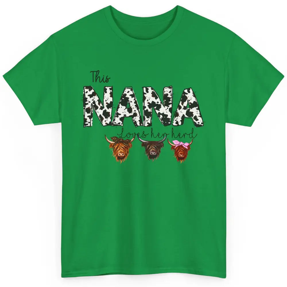 Cowhide This Nana Love Her Herd Highland Cow Western Grandma Classic Unisex T-Shirt