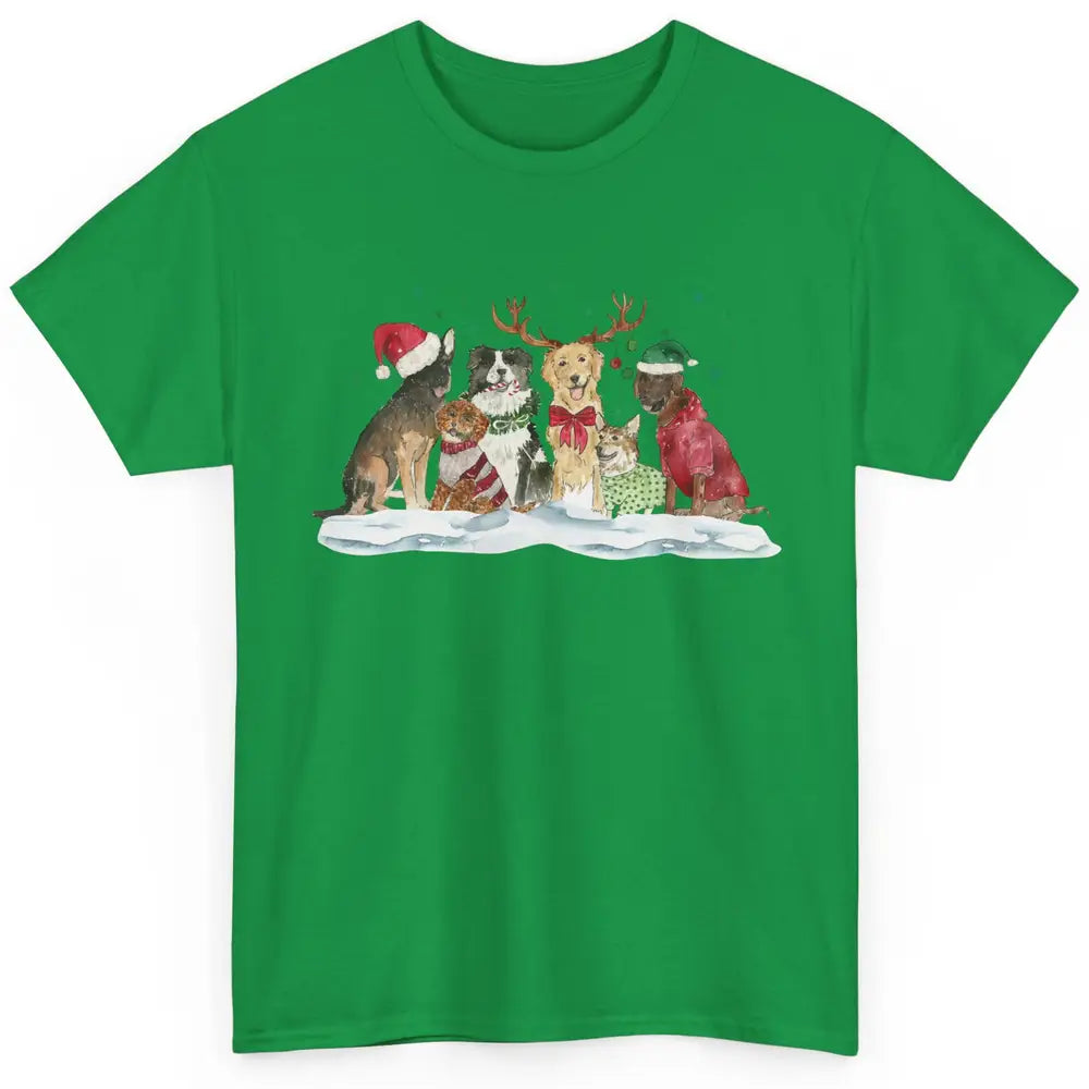 Funny Happy Howliday Corgi Golden Retriever Poodle Christmas Classic Unisex T-Shirt