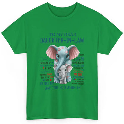 To My Dear Daughter In Law Love Mother In Law Cute Elephant Classic Unisex T-Shirt