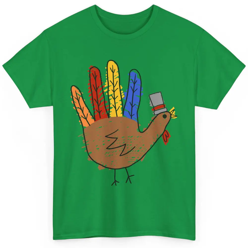 Thanksgiving Hand Turkey Funny Thanksgiving Teacher Thankful Classic Unisex T-Shirt