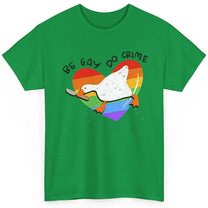 Vintage Duck Rainbow Be Gay Do Crime LGBTQ Community Rights Classic Unisex T-Shirt