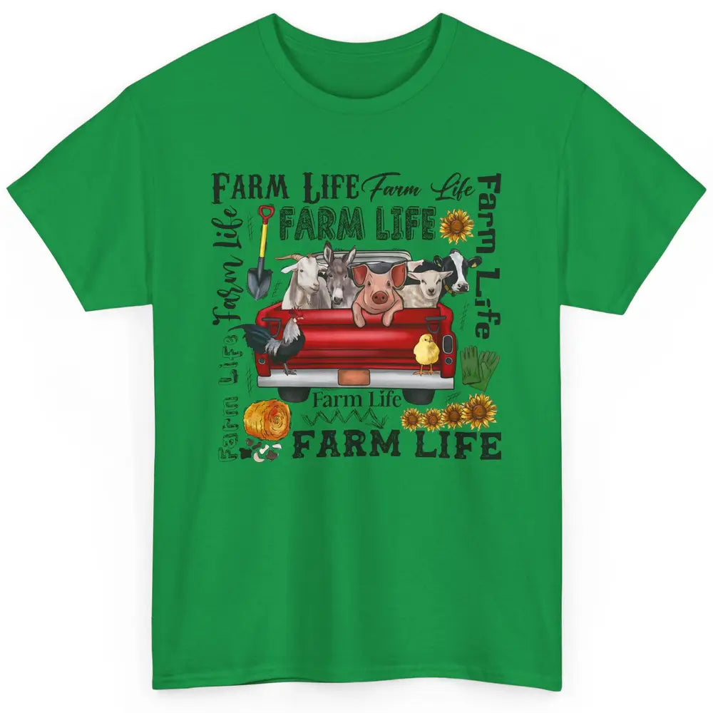 Sunflower Western Farm Life Animals Vegan Cow Pig Rooster Classic Unisex T-Shirt