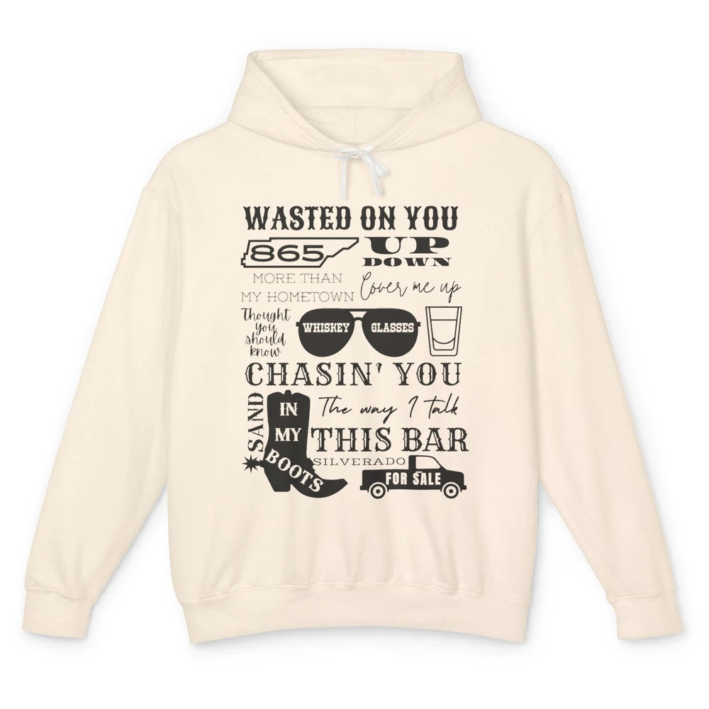 Retro Sands In My Boots Wasted On You Western Country Music Unisex Lightweight Hoodie