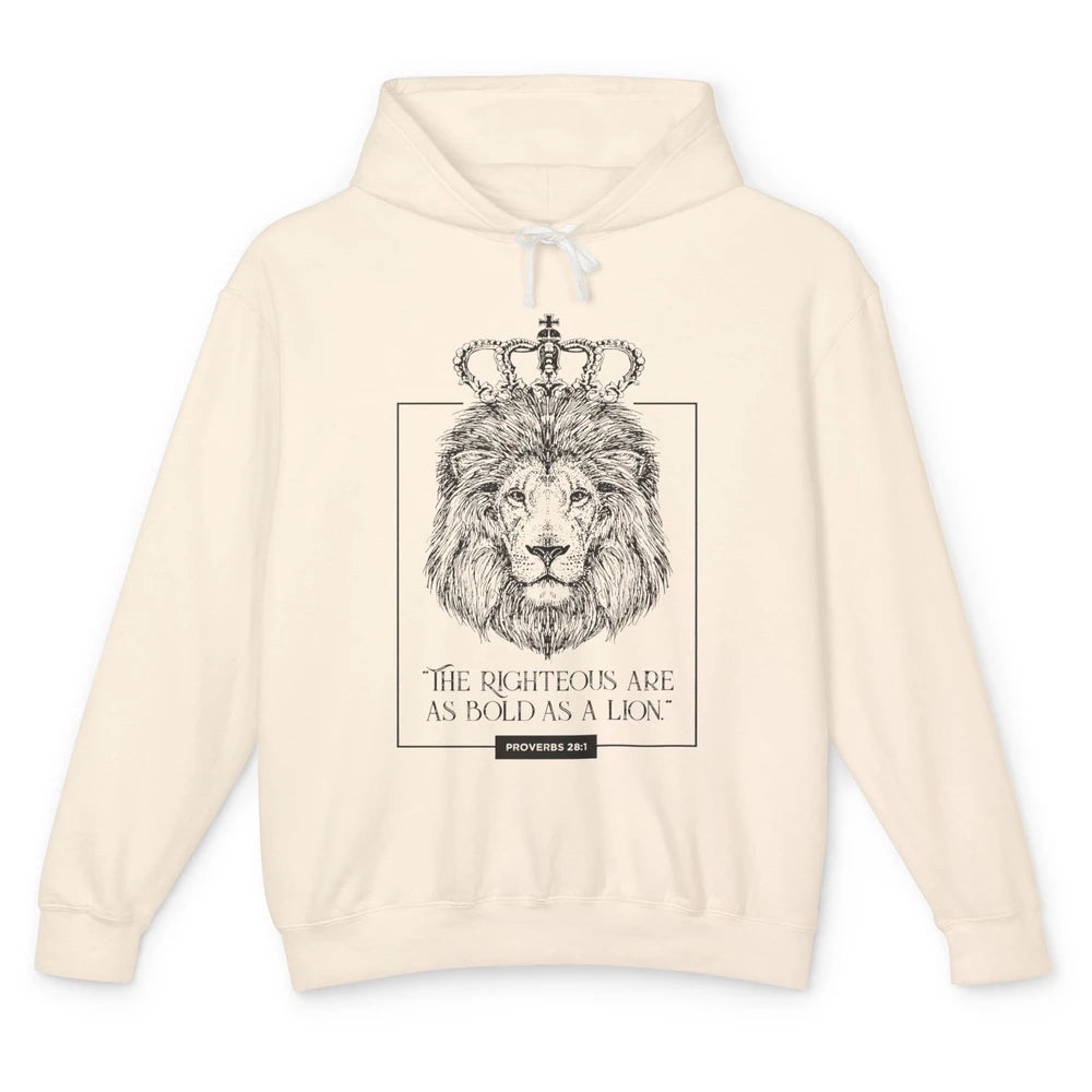 Lion Christian The Righteous Are Bold As A Lion Bible Verse Unisex Lightweight Hoodie