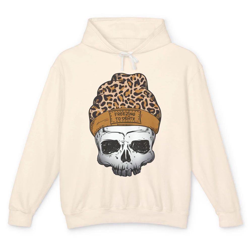 Leopard Skull Freezing To Death Snowflakes Christmas Winter Unisex Lightweight Hoodie