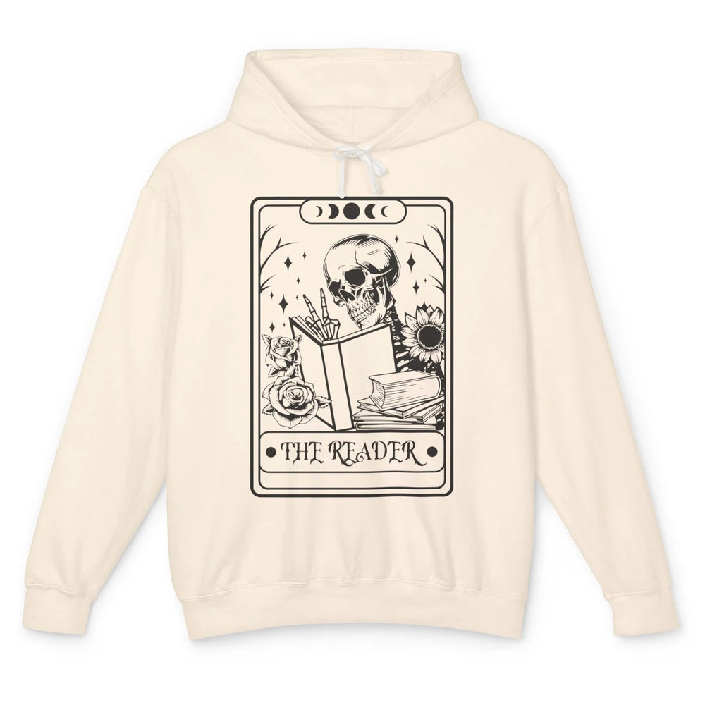 Retro Skeleton The Reader Tarot Card Halloween Romance Book Unisex Lightweight Hoodie