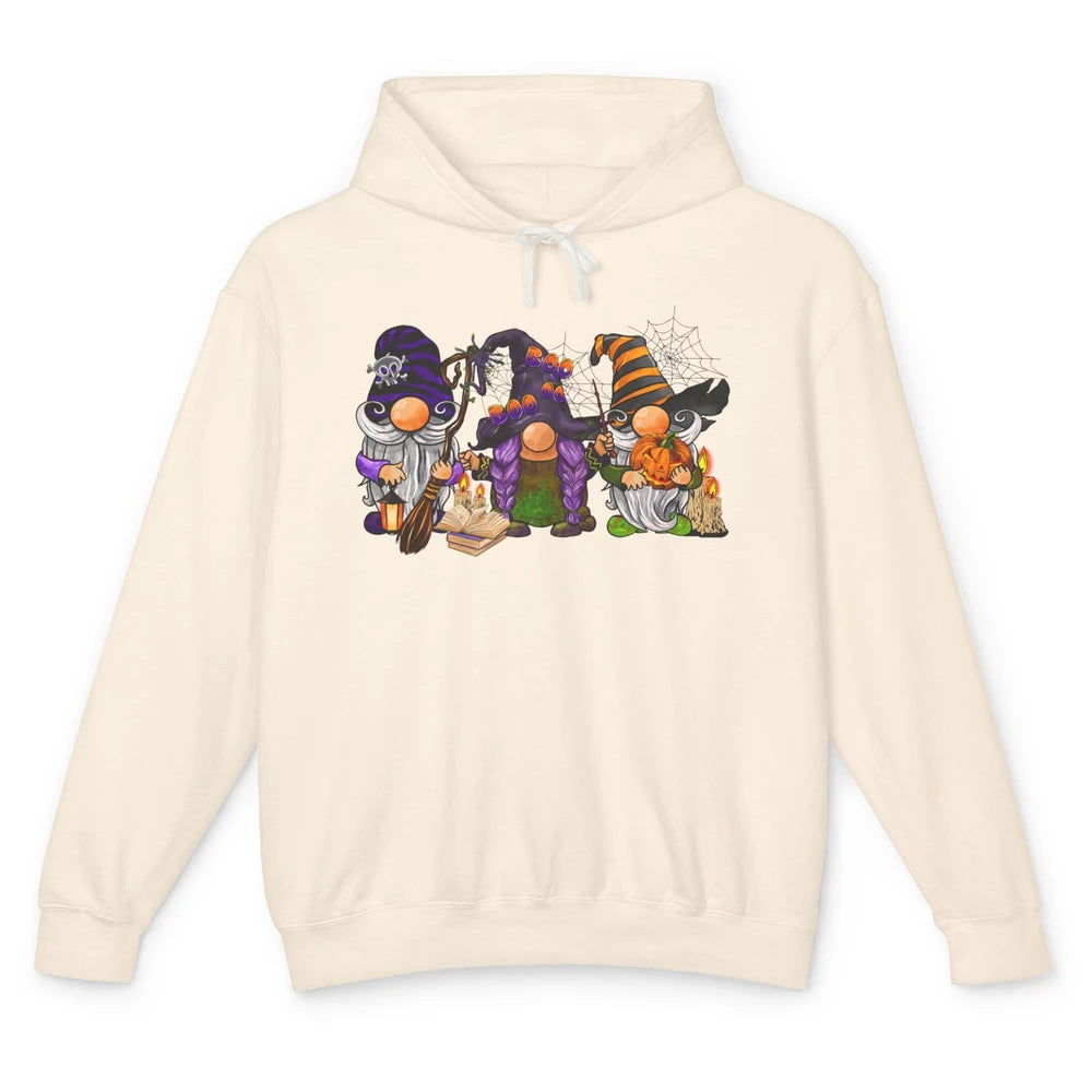 Retro Gnomes Witch Halloween Witchy Gnomies Horror Hallows Unisex Lightweight Hoodie