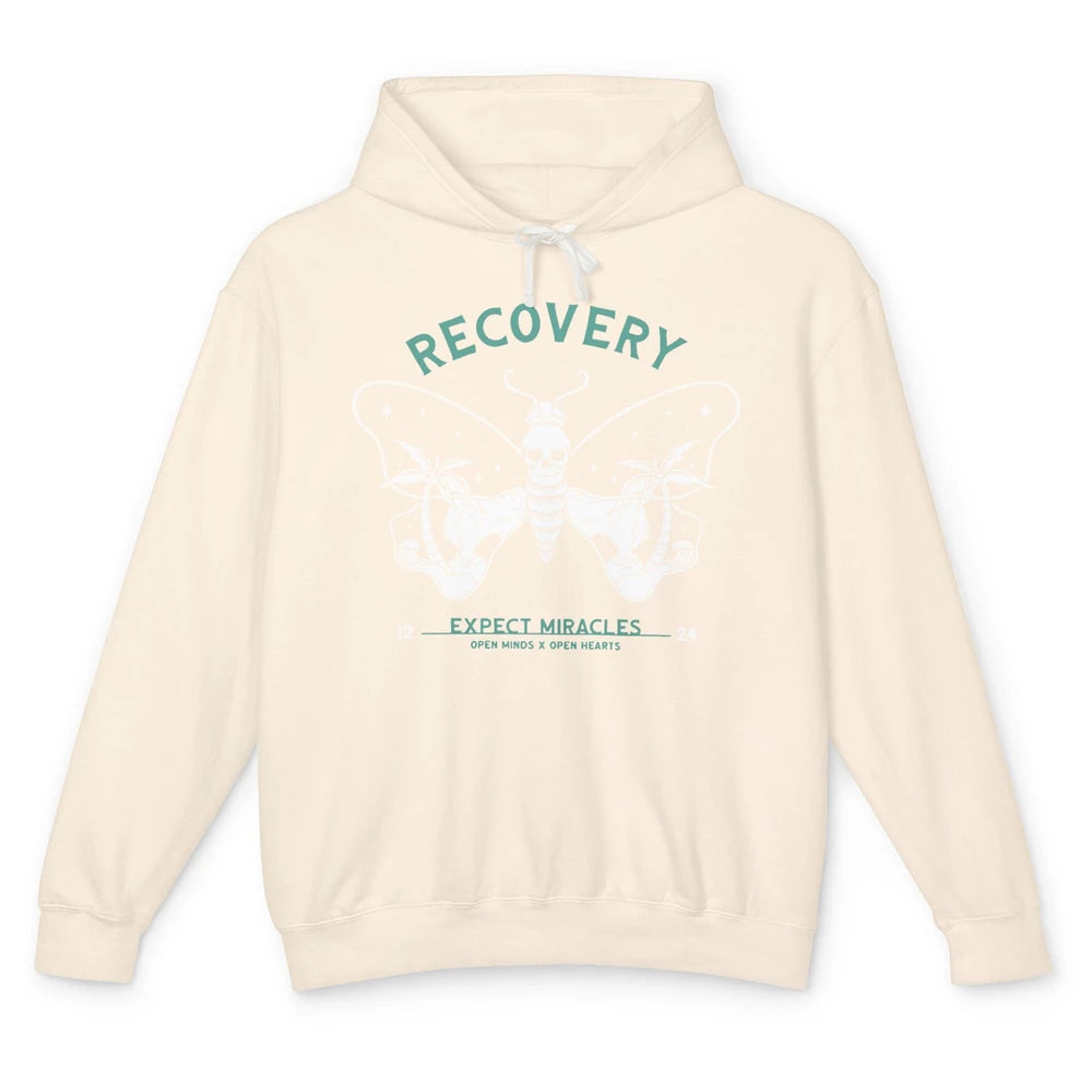 Butterfly Skull Skeleton Addiction Recovery Awareness Gothic Unisex Lightweight Hoodie