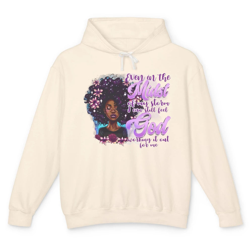 Black Girl In The Midst Of Storm I See God Christian Belief Unisex Lightweight Hoodie