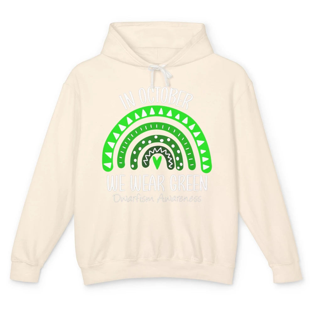 Dwarfism Awareness Month In October Wear Green Heart Rainbow Unisex Lightweight Hoodie