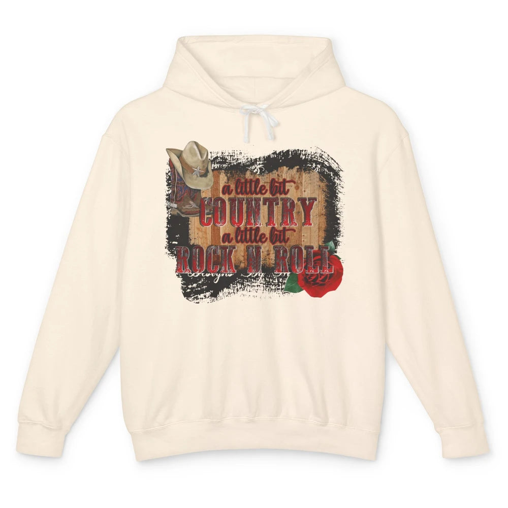 Cowboy Boots Hat A Little Country Little Rock N Roll Western Unisex Lightweight Hoodie