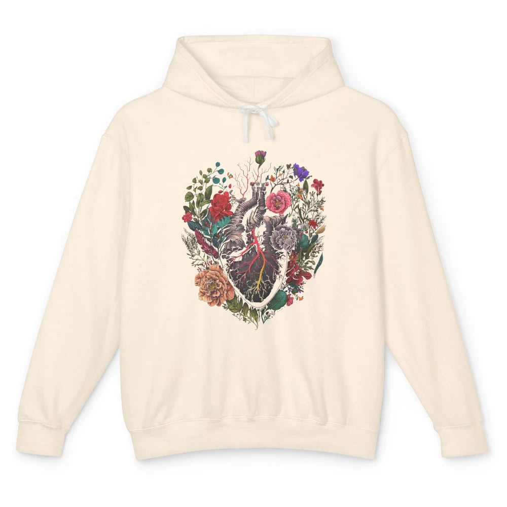 Anatomical Heart Show Your Love Anatomy Cardiologist Floral Unisex Lightweight Hoodie