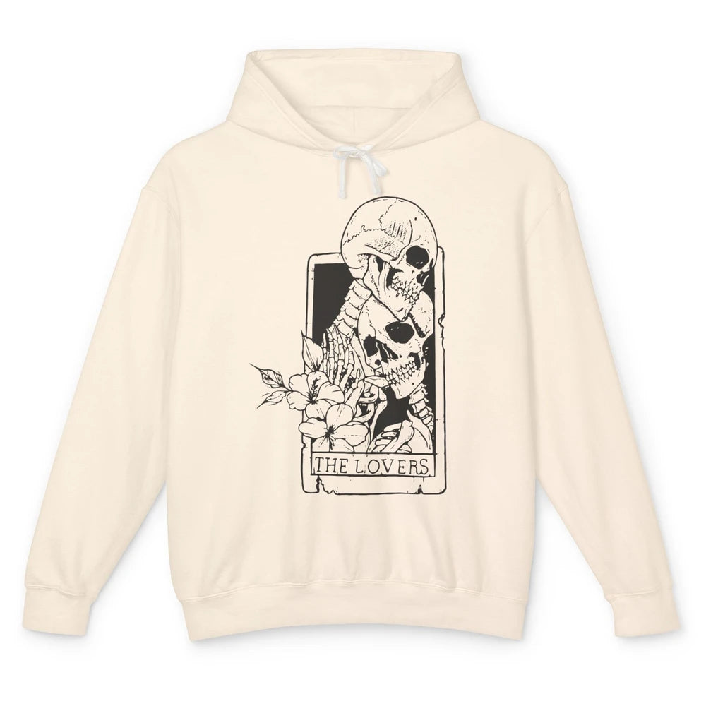 Funny Skeleton Couple The Lovers Tarot Card Valentines Day Unisex Lightweight Hoodie