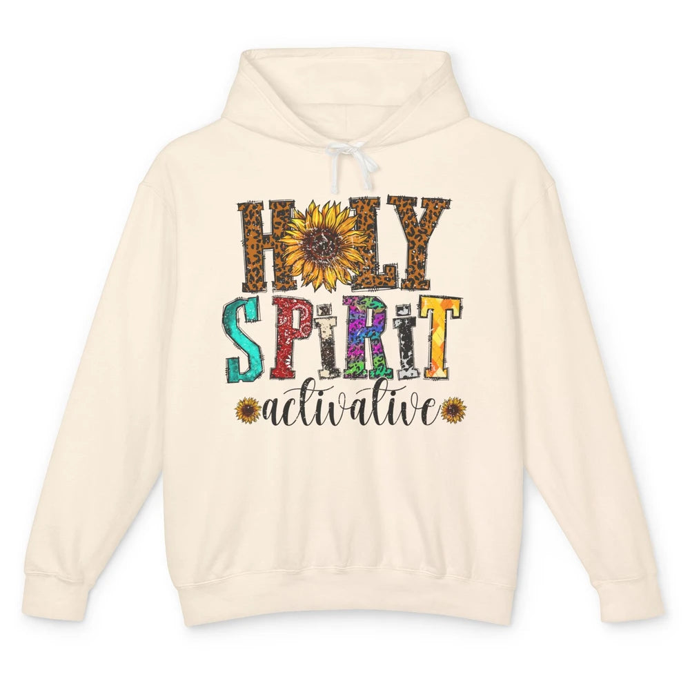 Leopard Sunflower Holy Spirit Activate Western Christian Unisex Lightweight Hoodie