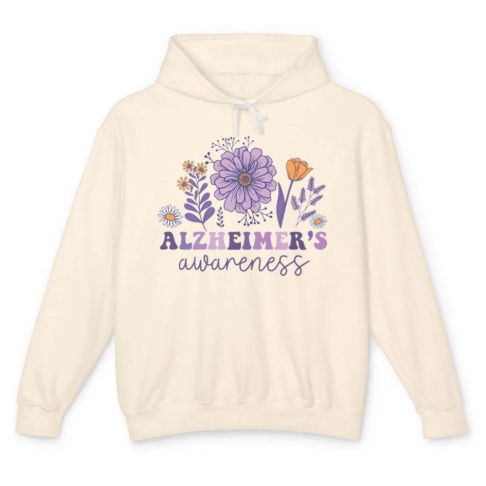 Alzheimer's Awareness Wildflower Dementia Inspirational Gift Unisex Lightweight Hoodie