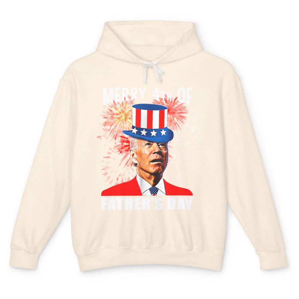 Funny Joe Biden Merry 4th Of Father's Day Fireworks Anti Joe Unisex Lightweight Hoodie